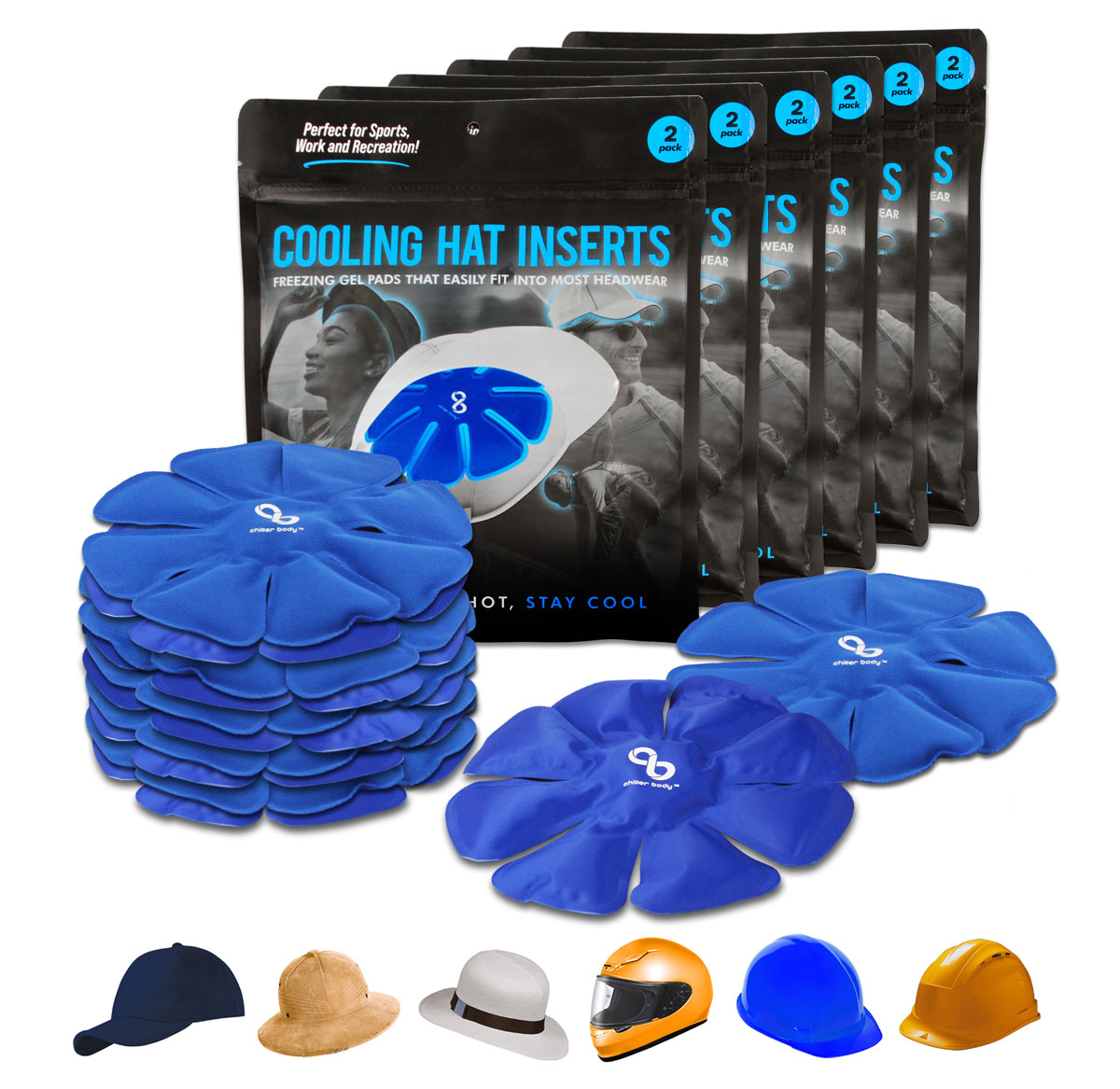 12-Pack Cooling Hat InsertsLong Lasting (cools 6 people all day, everyday)