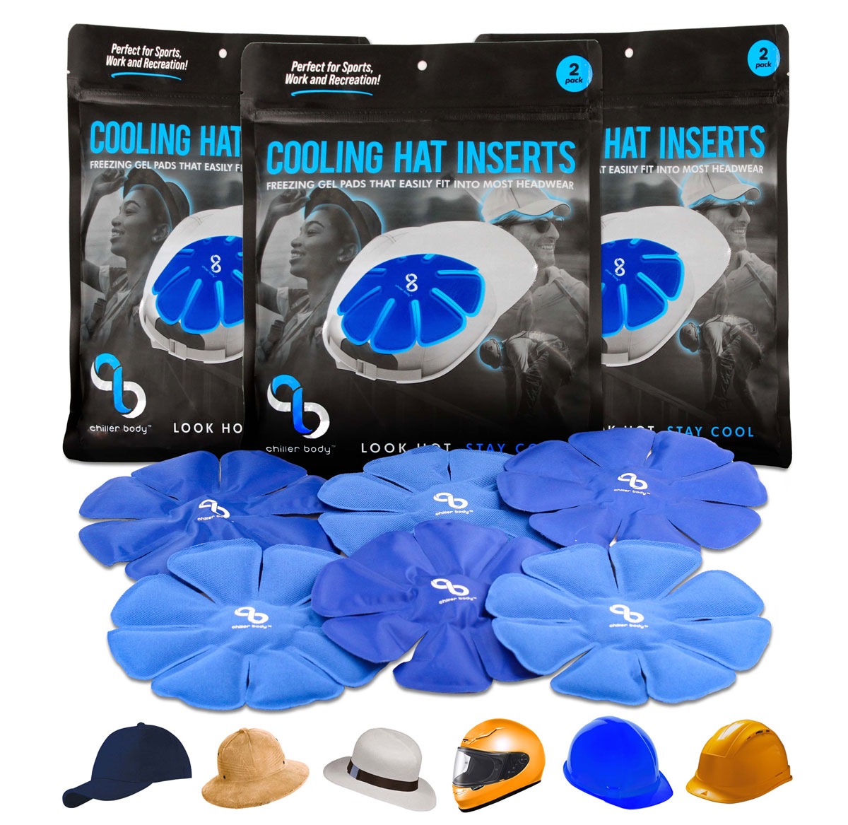 6-Pack Cooling Hat InsertsLong Lasting (cools 3 people all day, everyday)